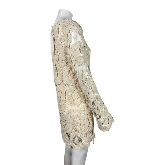 NEW Commense Paisley Crochet Dress Medium Long Sleeve Short - Picture 4 of 6